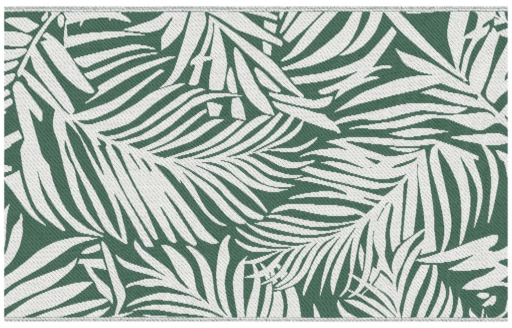 Outsunny Tapete Exterior Reversível 152x243cm Padrão Folhagem Ideal Varanda Pátio Campismo Praia Durável Verde Escuro Branco | Aosom Portugal