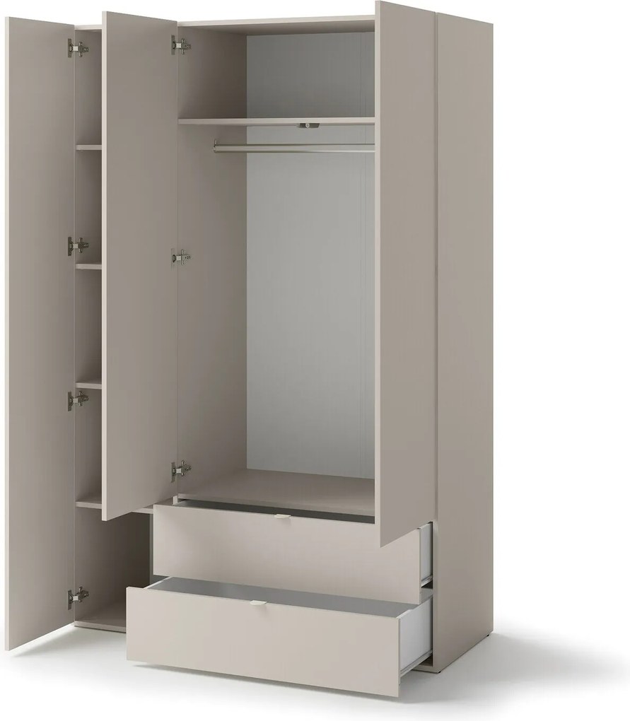 Roupeiro Tivseva 100, Caxemira, 201x130x55cm, 112 kg, Portas para roupeiro: Com dobradiças