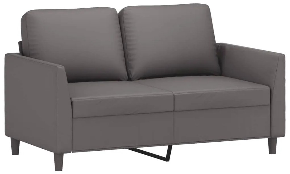 2 pcs conjunto de sofás c/ almofadões couro artificial cinzento