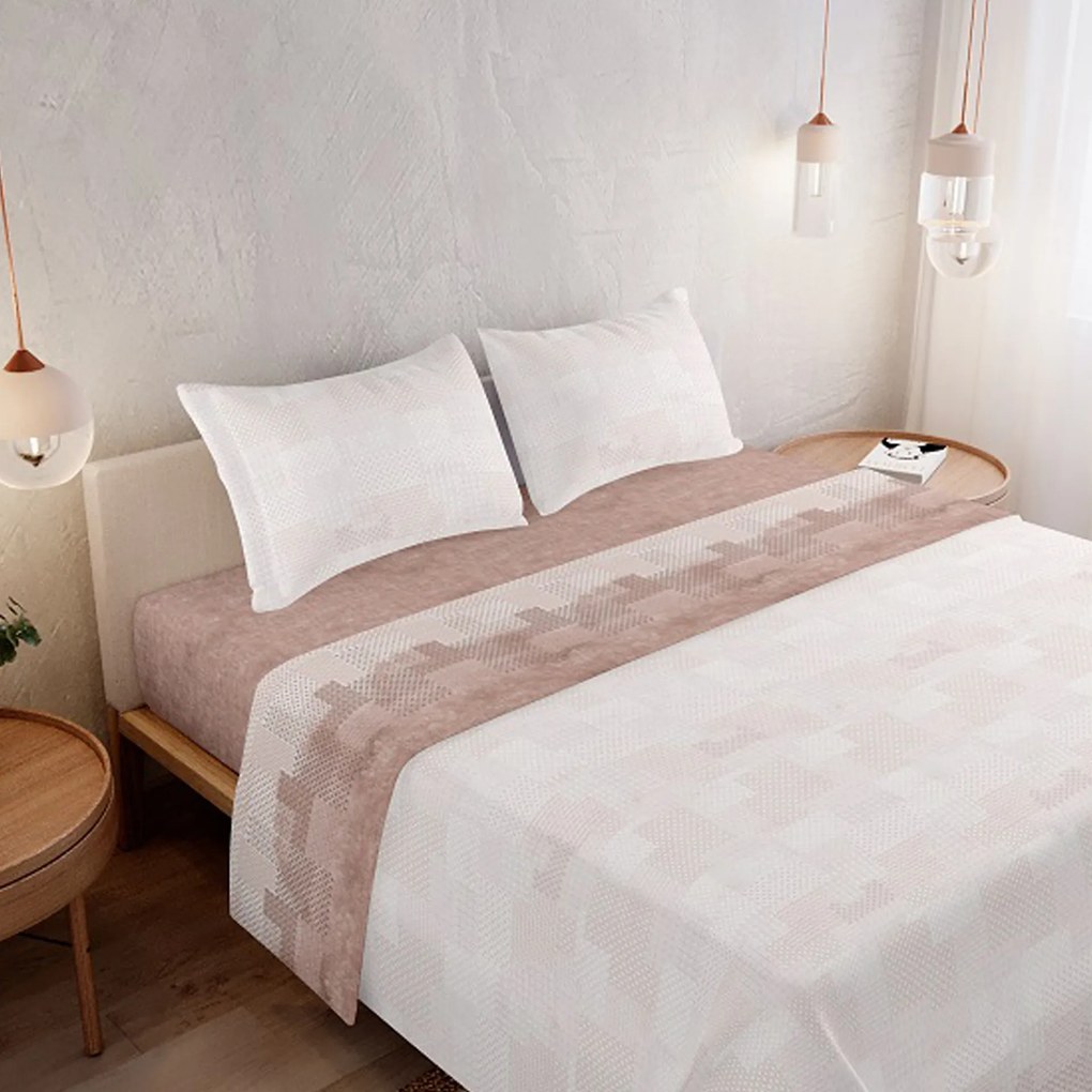 Jogo Cama Coralina Amo Desenho 95 Bege 280X290cm