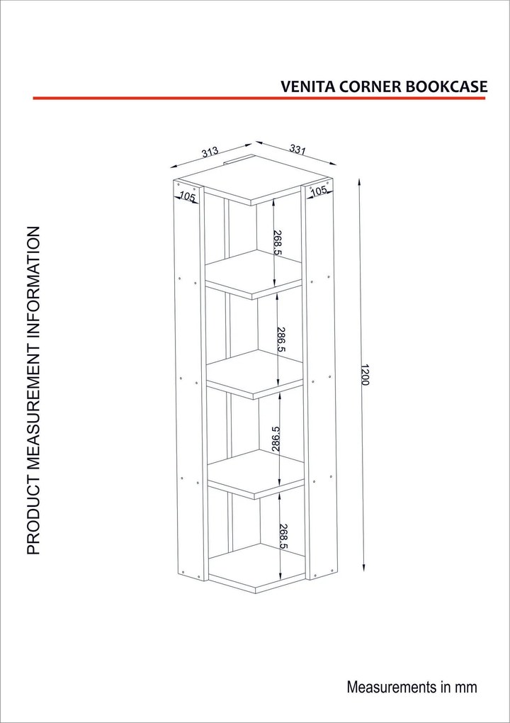 Estante Venita – Branco – 31,3x120x33,1 cm | Tribo Home