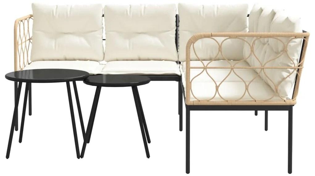 Conjunto de sofás de jardim c/ almofadões aço/textilene preto