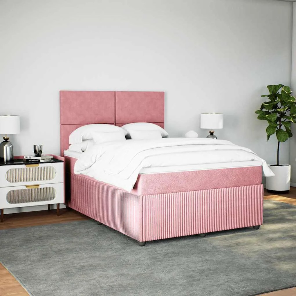 Cama com molas/colchão 140x200 cm veludo rosa