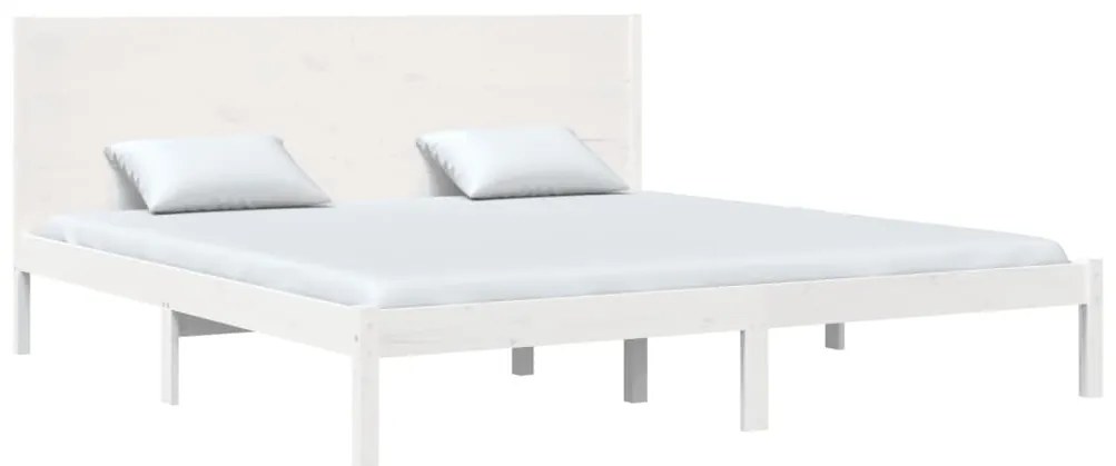 Cama sem colchão 200x200 cm madeira de pinho maciça branco