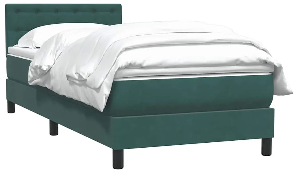 Cama com molas/colchão verde-escuro 80x210 cm veludo