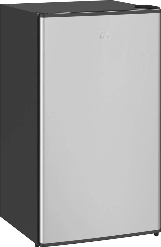 HOMCOM Mini Frigorífico 91L de Capacidade com Compartimento Congelador e Porta Reversível Silencioso 41dB 47,5x44,2x84 cm Preto e Prata | Aosom Portugal