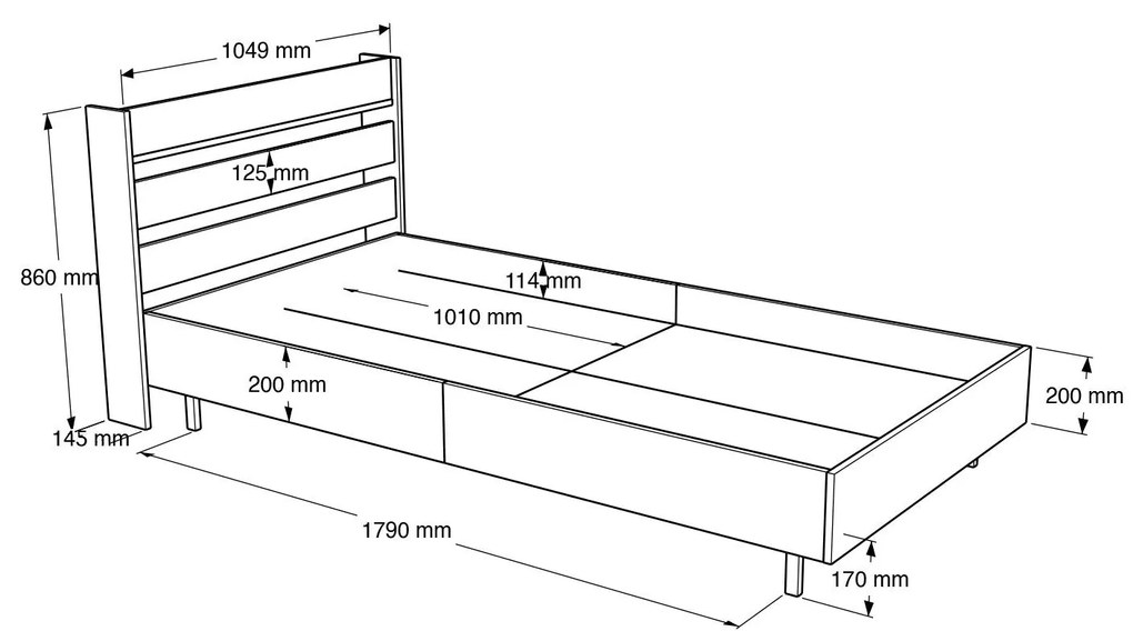 Estrado de Cama Individual ON13 – Nogueira – 108,5x86x205,6 cm