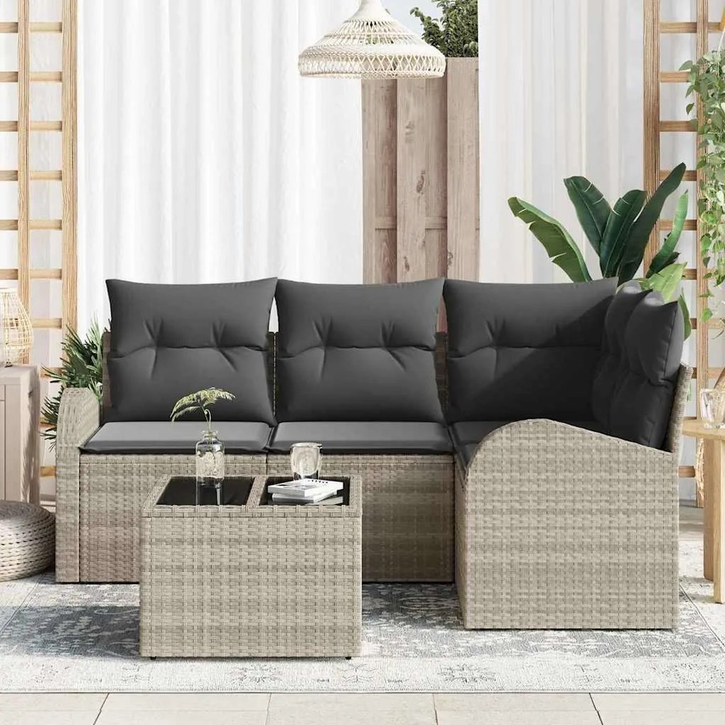 Conjunto de Sofá de Jardim vidaXL de 5 Peças com Almofadas Cinzento Ra
