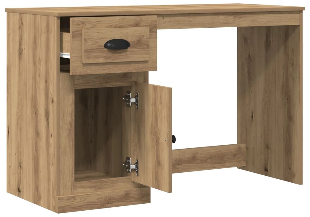 Mesa vidaXL com Armazenamento Carvalho Artesanal 50x115x75 cm em Madei