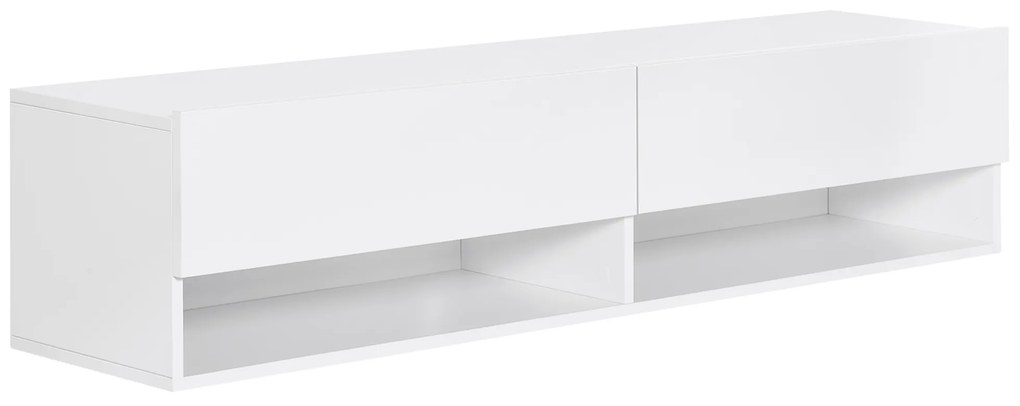 HOMCOM Móvel de TV de Parede com 2 Compartimentos e 2 Armários com  para Televisores de 60 Polegadas 140x32x31 cm Branco | Aosom Portugal