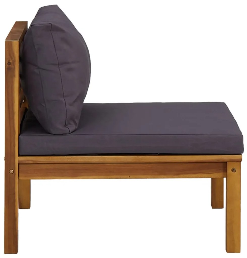 3 pcs conj. lounge de jardim c/ almofadões cinza-escuro acácia
