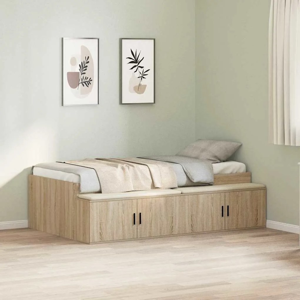 vidaXL Estrutura da Cama com gaveta Carvalho Sonoma 90 x 190 cm