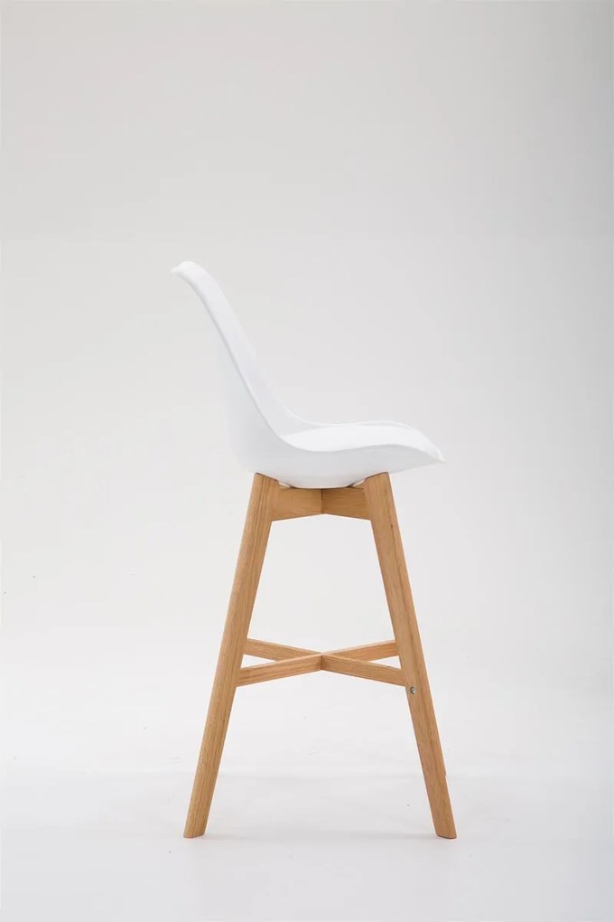 Banco de bar Cannes em plástico com estrutura de Cor Natural 48 x 112 x 56 cm Branco