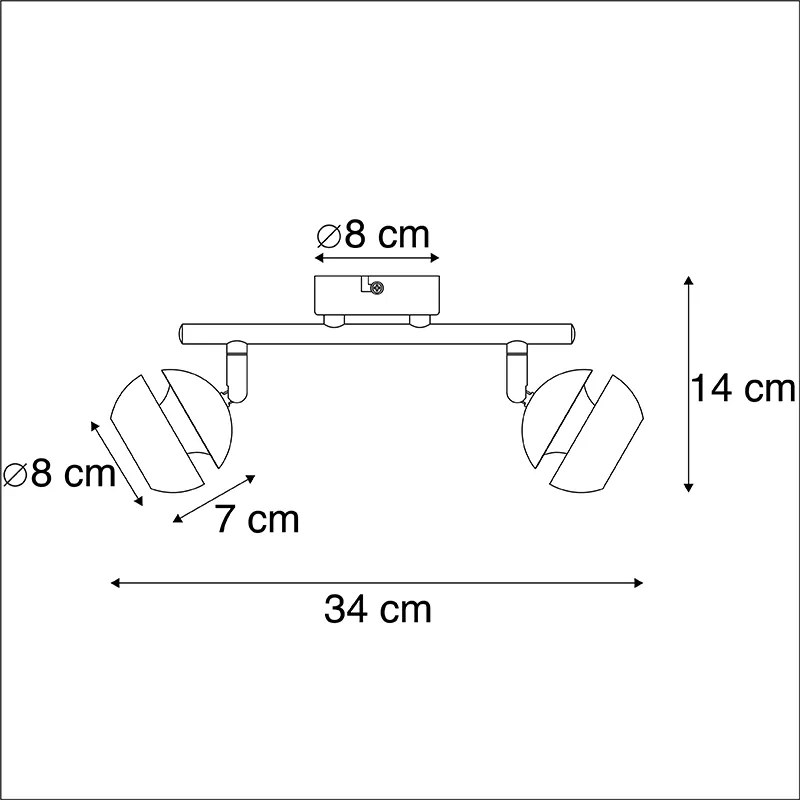 Projetores modernos 2 luzes preto com interior dourado - Buell Deluxe Moderno
