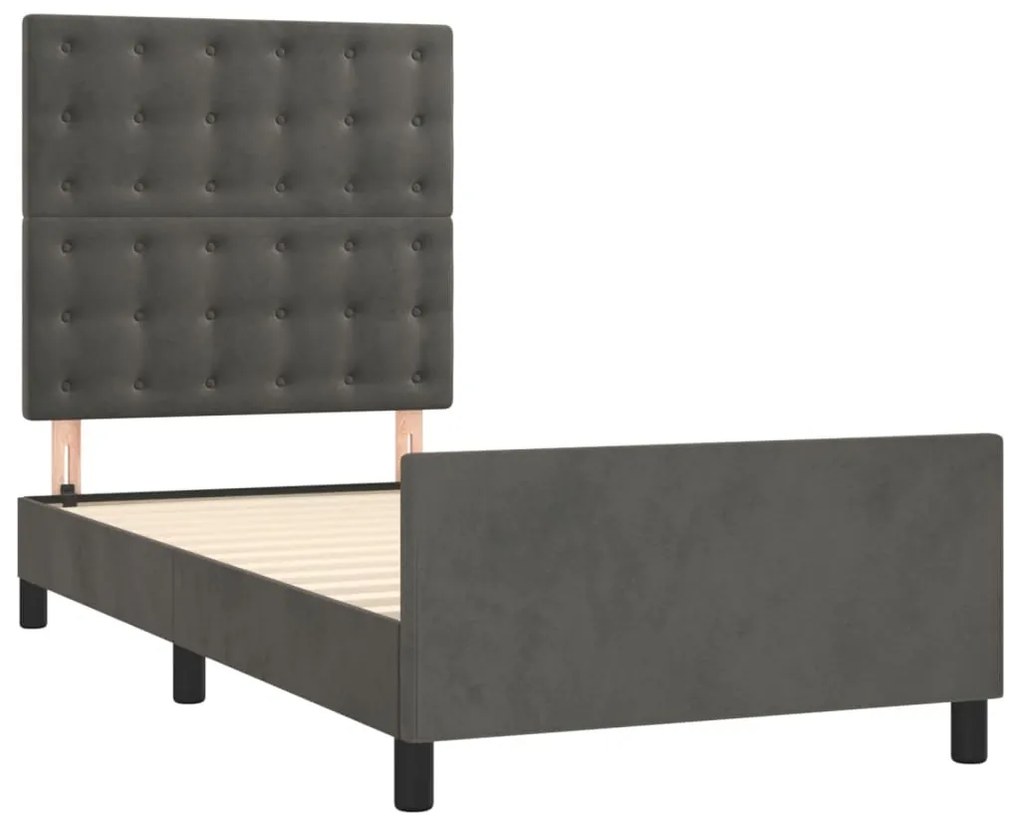 Estrutura de cama sem colchão 90x200 cm veludo cinzento-escuro