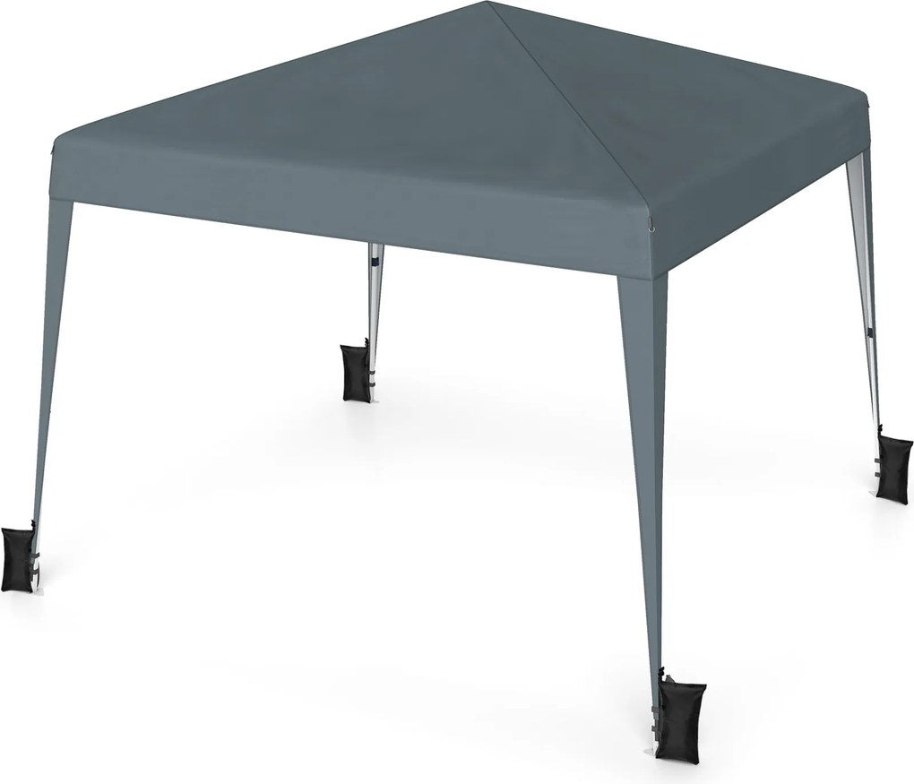 Tenda de Jardim Dobrável, 300 x 300 x 247-267 cm, Altura Regulável com 4 sacos pesos, Cinzento