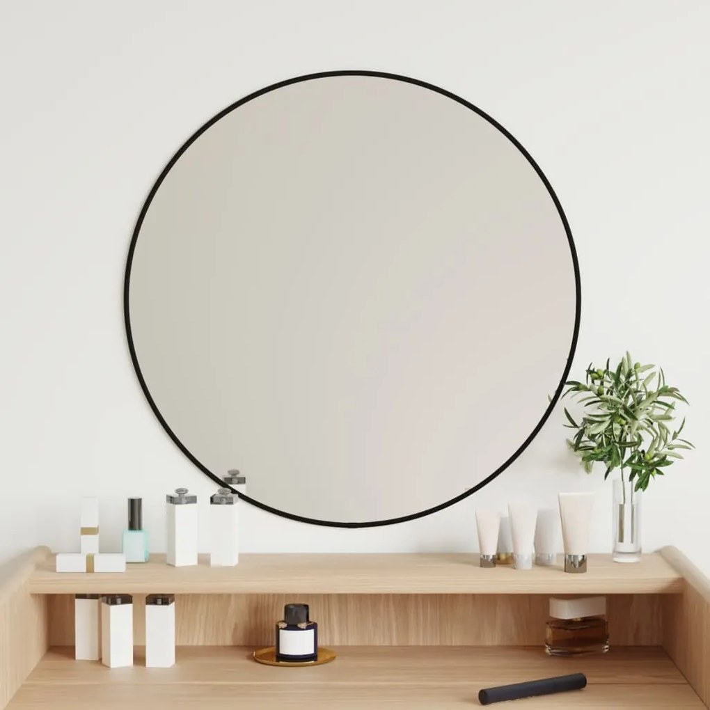 vidaXL Espelho de parede Ø60 cm redondo preto
