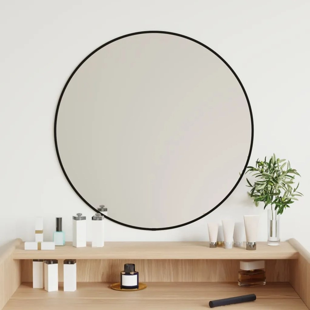 Espelho de parede Ø60 cm redondo preto