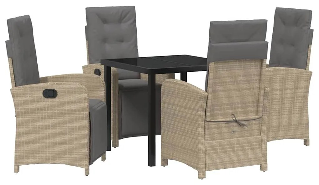 Conjunto de Jantar de Jardim com 5 Peças da com Almofadas Beiges em Po