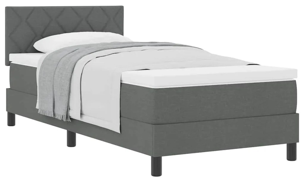 Cama Box com Colchão Cinza Escuro 90x190 cm Tecido