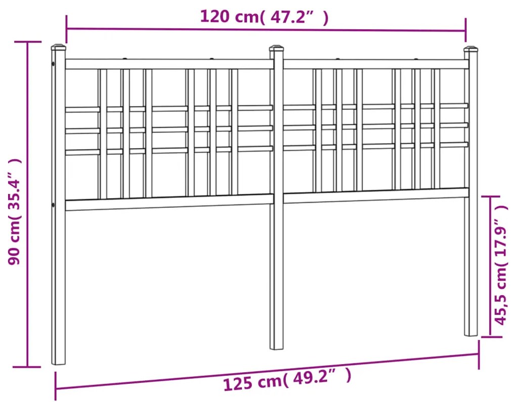 Cabeceira de cama 120 cm metal preto