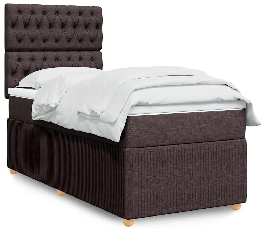 vidaXL Cama com molas/colchão 90x200 cm tecido castanho-escuro
