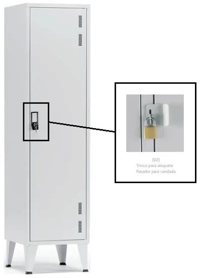 Cacifos Metálicos P/ Indústria Sujos / Limpos 1 Cacifo 1900x450x500mm Cadeado Simples