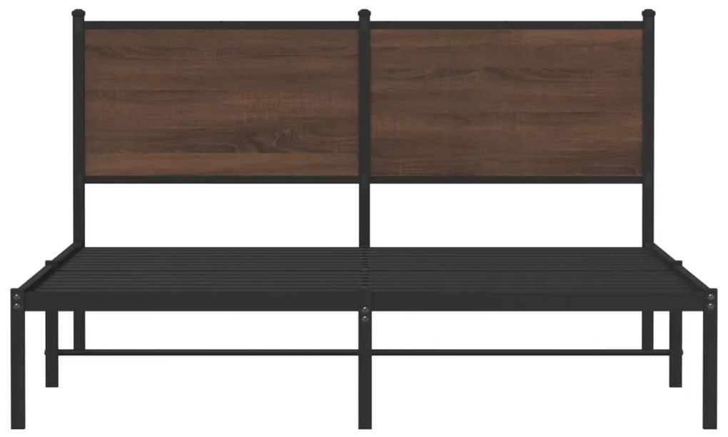Estrutura de cama sem colchão 140x190cm metal carvalho castanho