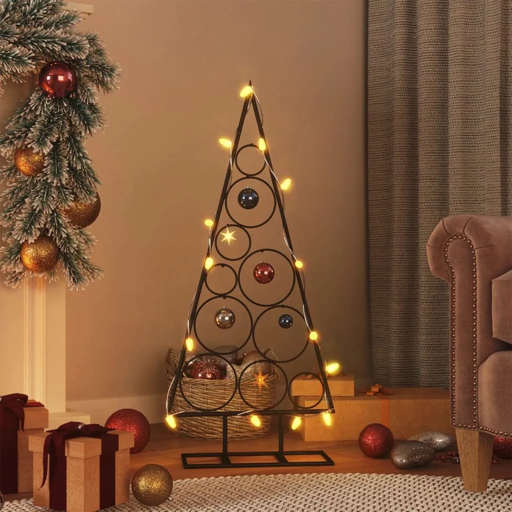 vidaXL Árvore de Natal para decoração 90 cm metal preto