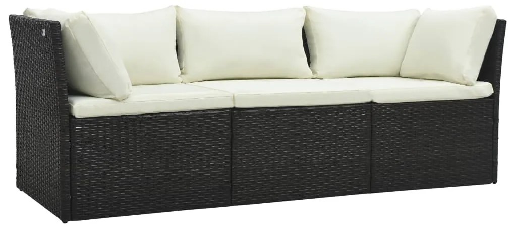 4 pcs conjunto lounge jardim c/ almofadões vime PE castanho