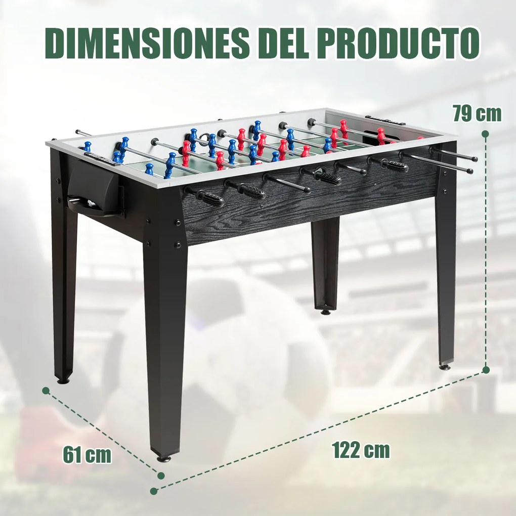 Mesa de matraquilhos de madeira para crianças com 2 bolas e 22 jogadores 61 x 122 x 79 cm Preto