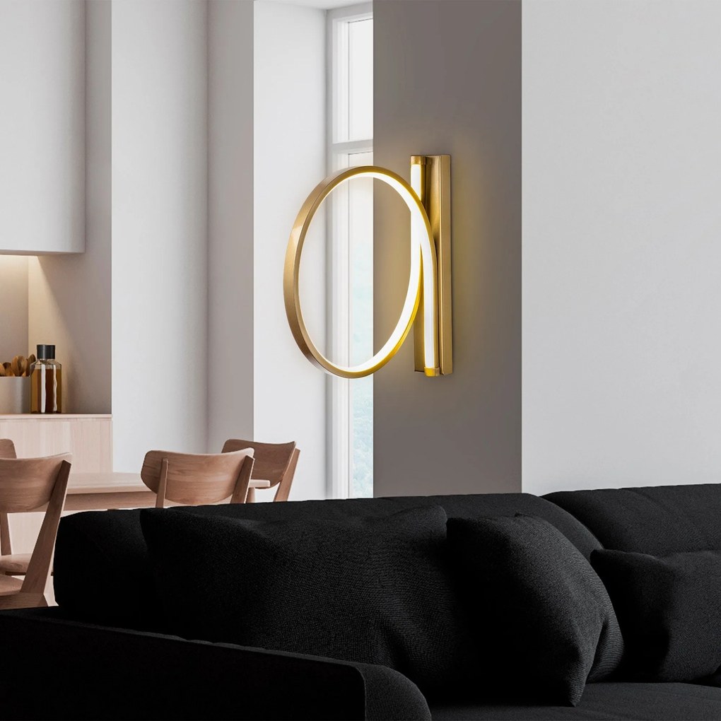 Candeeiro de Parede Halka – Dourado – Diâmetro: 30 cm, Profundidade: 5