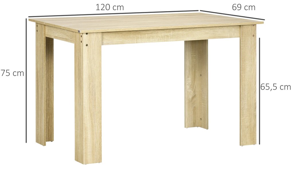 Mesa de Sala de Jantar para 4-6 Pessoas Mesa de Cozinha Retangular Estilo Moderno com Bancada de Melamina de Madeira Carga 50 kg 120x69x75 cm Carvalho