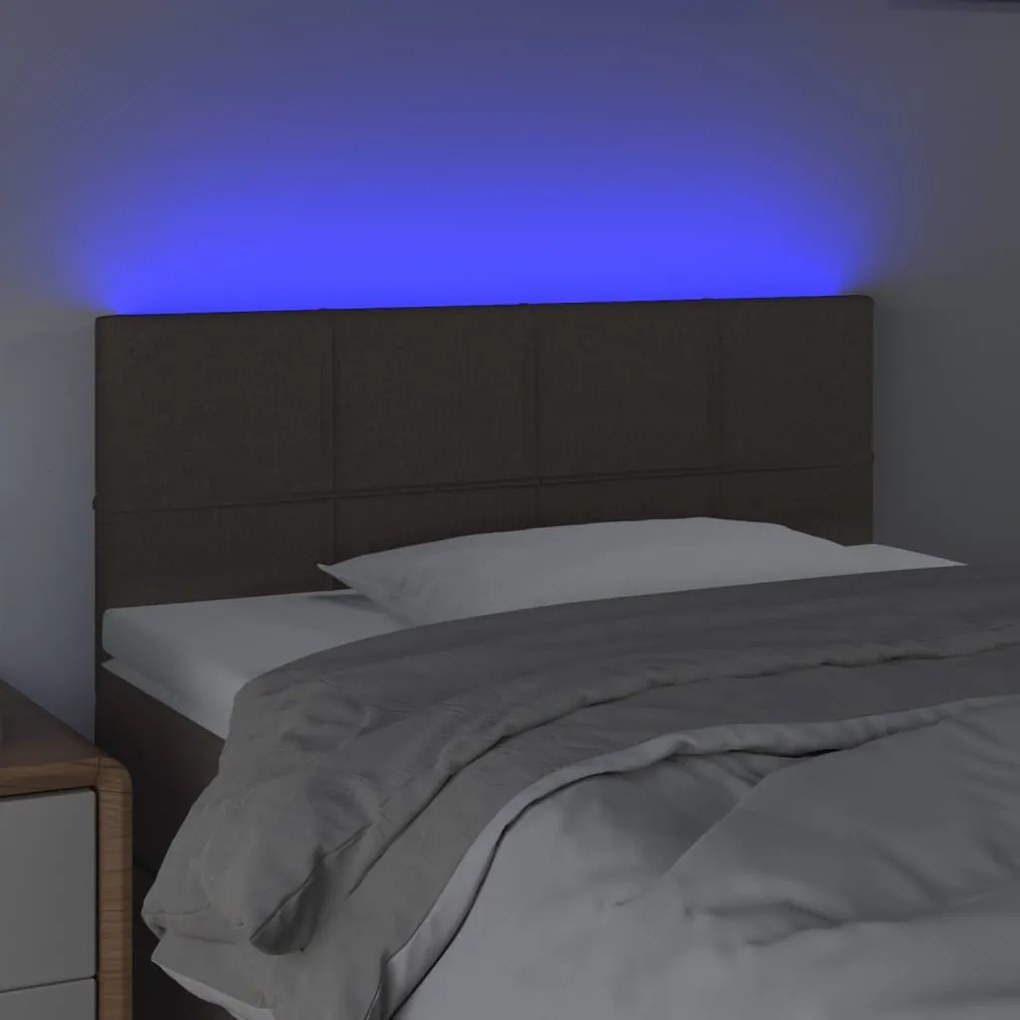 Cabeceira cama luzes LED tecido 80x5x78/88cm cinza-acastanhado