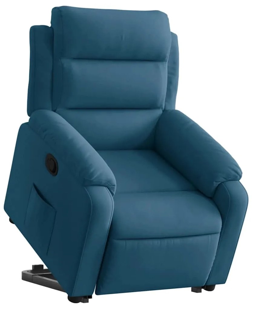 Poltrona reclinável elevatória veludo azul