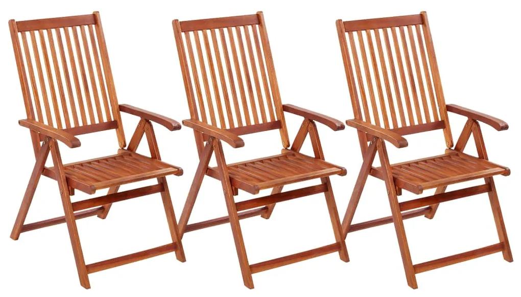 Cadeiras de jardim dobráveis 3 pcs madeira de acácia maciça