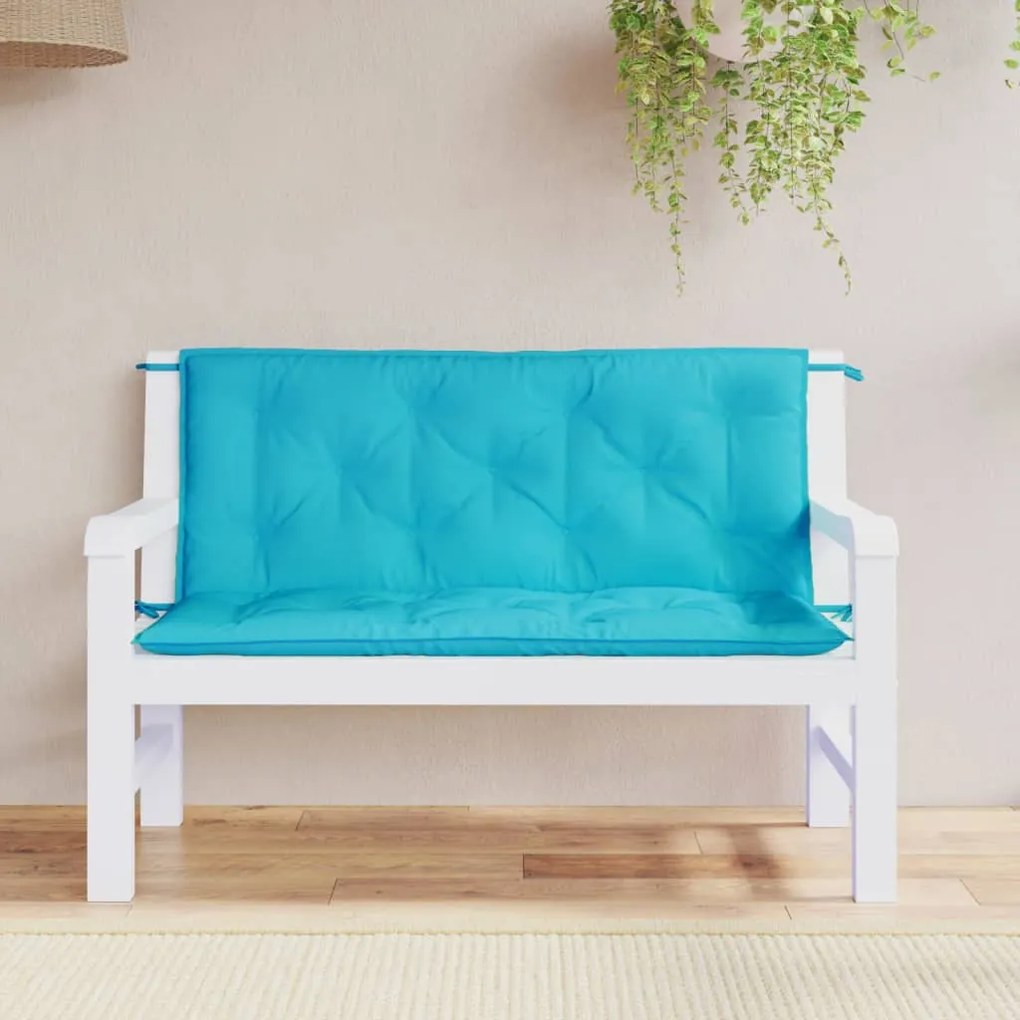 vidaXL Almofadões p/ banco de jardim 2 pcs 120x50x7 cm tecido turquesa