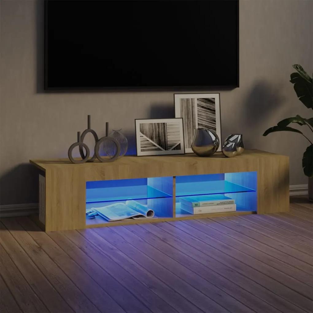 Móvel de TV com luzes LED 135x39x30 cm carvalho sonoma