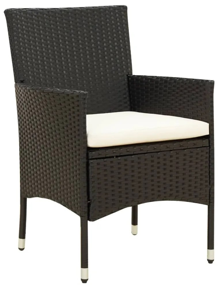 9 pcs conjunto jantar exterior com almofadões vime PE preto