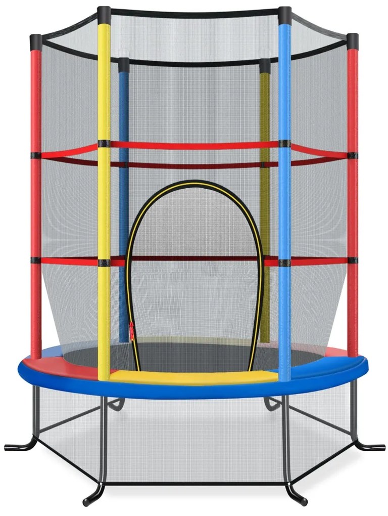 Trampolim para crianças 191 cm com rede de segurança e almofada para molas recreativas Estrutura em aço multicolorido