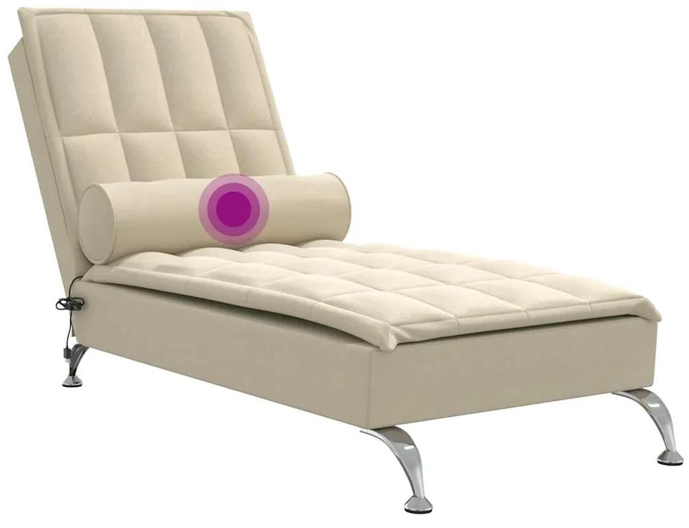 Chaise lounge de massagem com rolo tecido creme