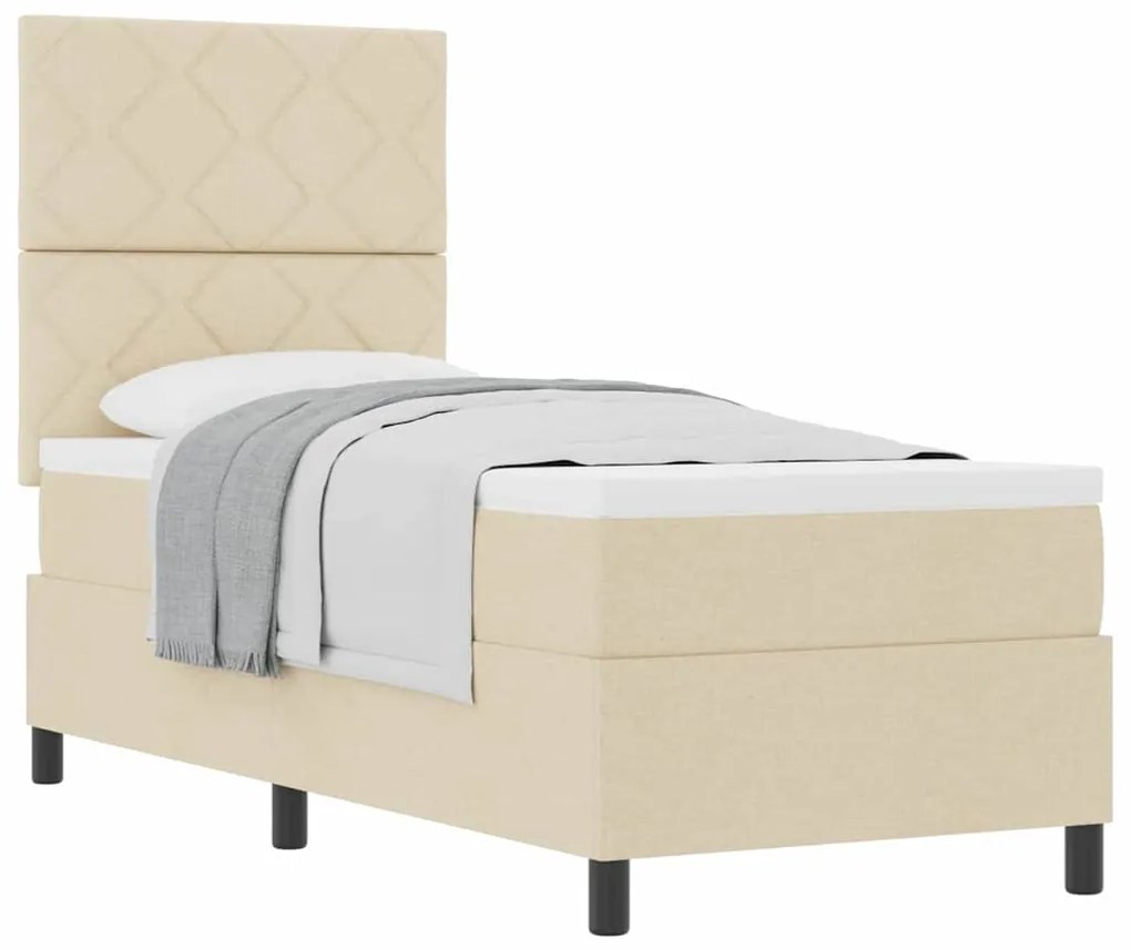 Cama Box Spring com Colchão Bege 80x200 cm Tecido