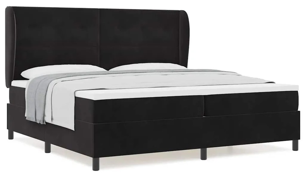 Cama Box com Colchão Preto 200 x 200 cm em Veludo
