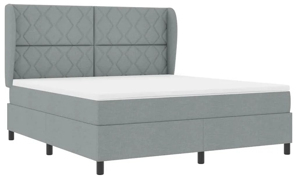 Cama Box com Colchão - Cinza Claro, 180x200 cm, Tecido