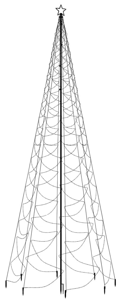 Árvore de Natal c/ poste metal 1400 luzes LED 5 m branco quente