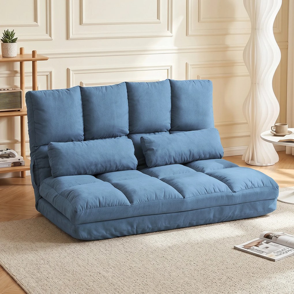 Poltrona-Cama Convertível, 102 x 73 x 60 cm, Encosto Regulável em 14 Posições, Azul