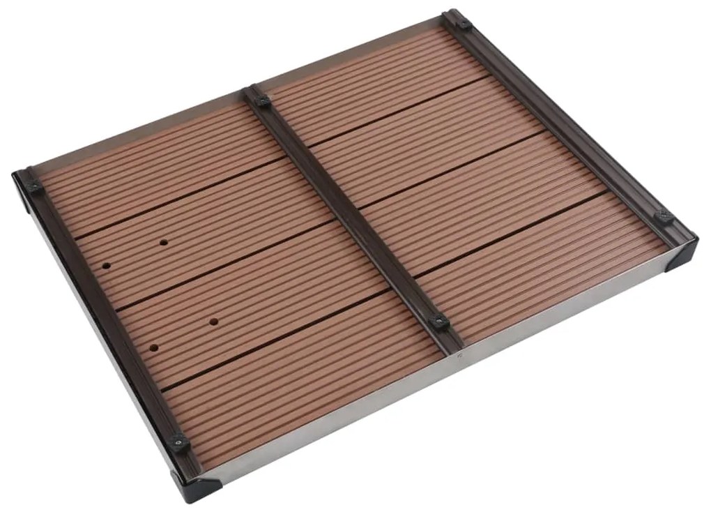 Base chuveiro p/ exterior 80x62 cm WPC aço inoxidável castanho
