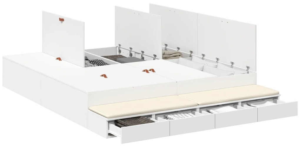Cama de Armazenamento Branca 200x200 cm