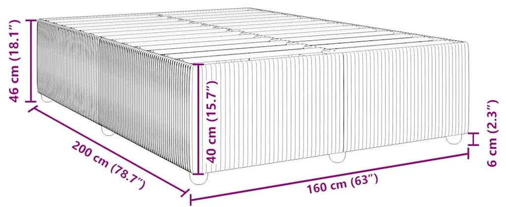 Cama sem colchão 160x200 cm tecido castanho-acinzentado