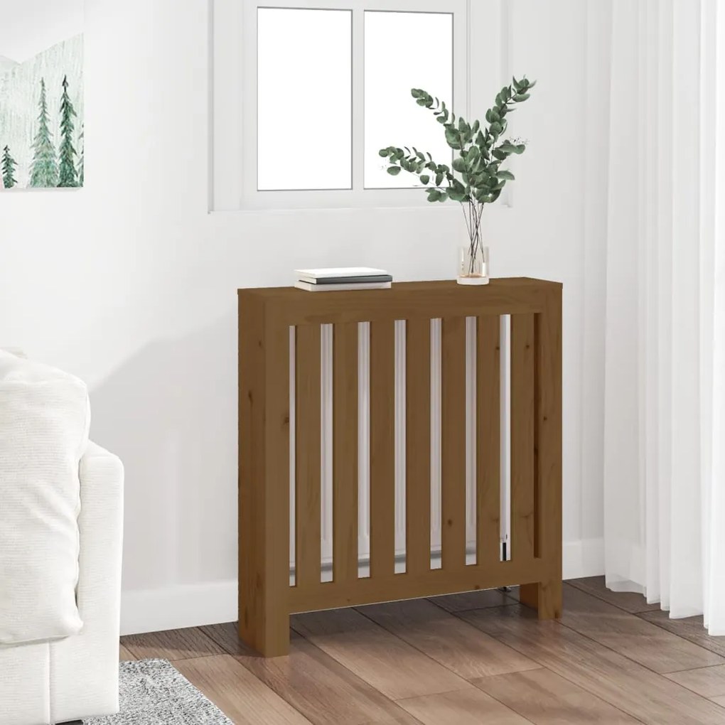 822569 vidaXL Cobertura de radiador 79,5x19x84 cm pinho maciço castanho mel